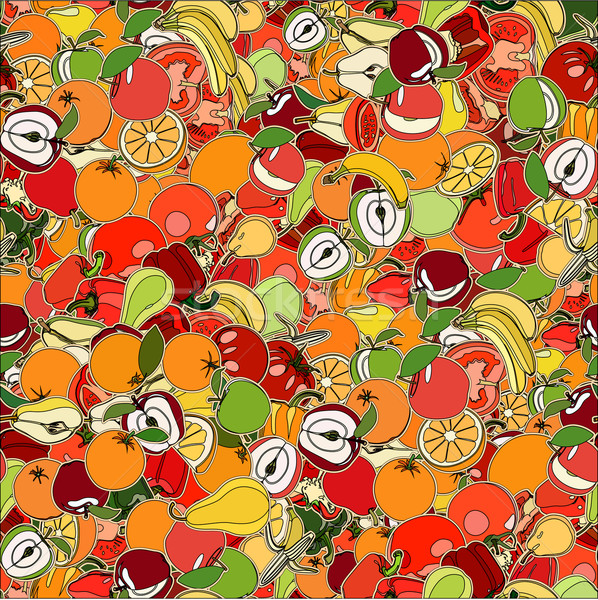 Seamless pattern with set of fruits and vegetation. Seamless tex Stock photo © frescomovie