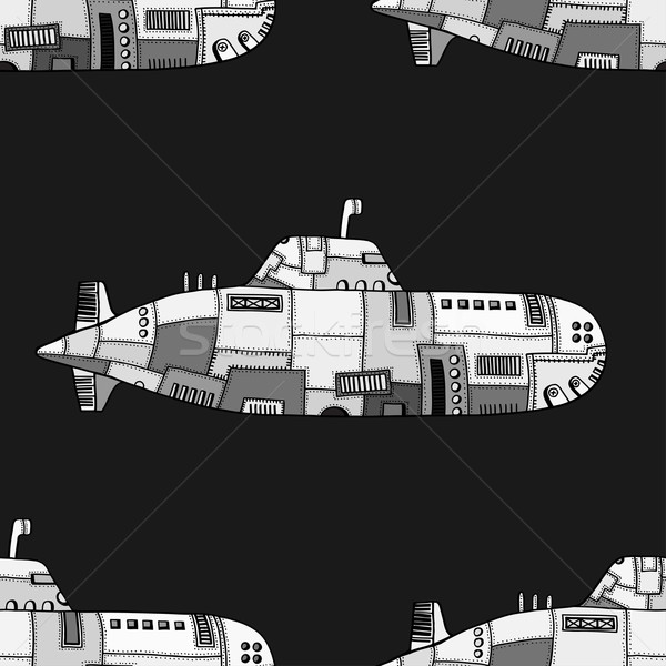 Mazgalitura schiţă submarin monocrom vechi Imagine de stoc © frescomovie