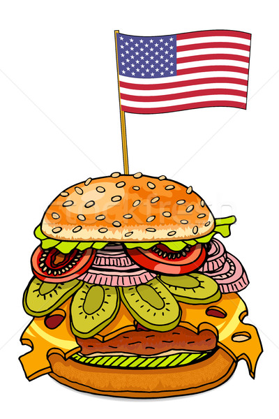 Hamburger sajt valósághű uborka paradicsom sajtburger Stock fotó © frescomovie