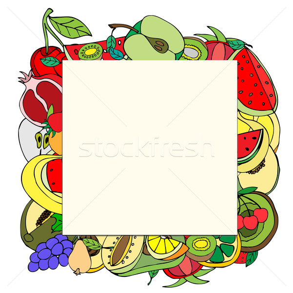Papier kaart vierkante vruchten natuur gezondheid Stockfoto © frescomovie
