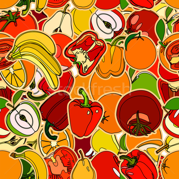 Gyümölcsök növényzet végtelen minta szett végtelenített textúra Stock fotó © frescomovie