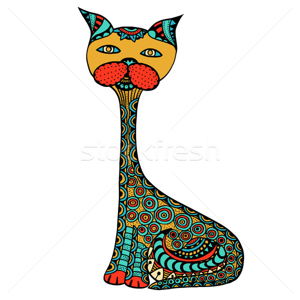 Cute doodle kat vector ornament Stockfoto © frescomovie