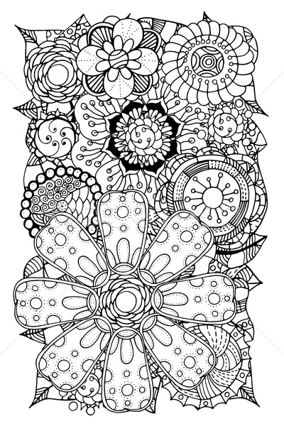 Doodle fiori etnica floreale pattern cerchio Foto d'archivio © frescomovie