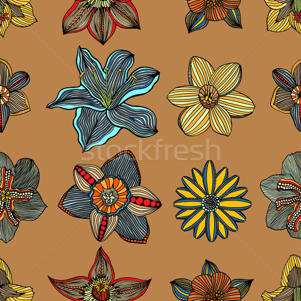 Stockfoto: Patroon · bloemen · behang