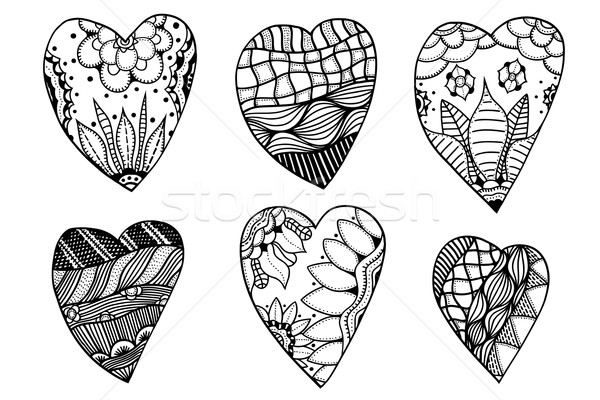 hearts in zentangle style Stock photo © frescomovie