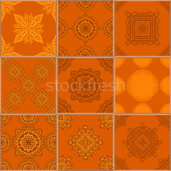 Fliesen Stock Ornament Sammlung orange herrlich Stock foto © frescomovie