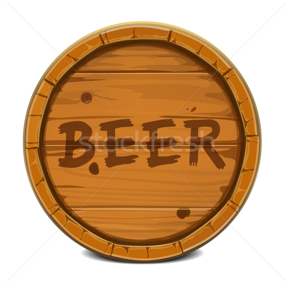 Houten vat bier tekst witte restaurant Stockfoto © frescomovie