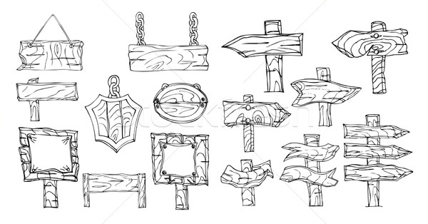 Set of wooden signposts Stock photo © frescomovie