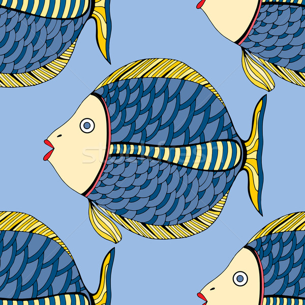 Seamless Zentangle fish Stock photo © frescomovie