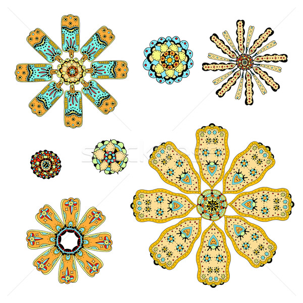 Set Mandala Ornament geometrischen Kreis Element Stock foto © frescomovie