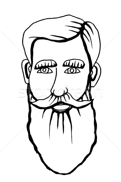 商业照片: 向量 · 手工绘制 · 肖像 ·老· 大胡子 · 男子