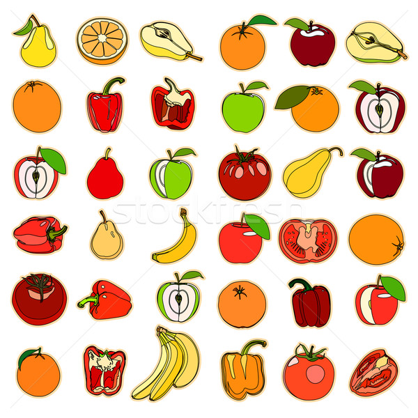 Fructe vegetatie colectie set drăguţ ilustrare Imagine de stoc © frescomovie