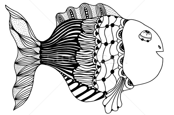 Сток-фото: рисованной · рыбы · вектора · болван · иллюстрация · морем