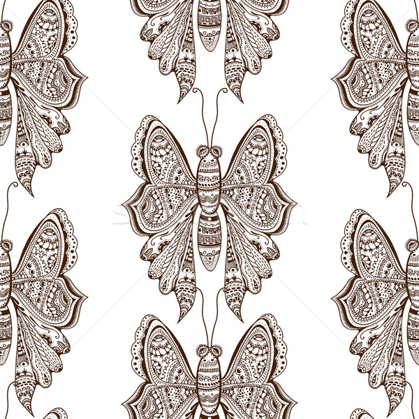 Stock foto: Stilisierten · braun · Schmetterling · Textil · Mode-Design