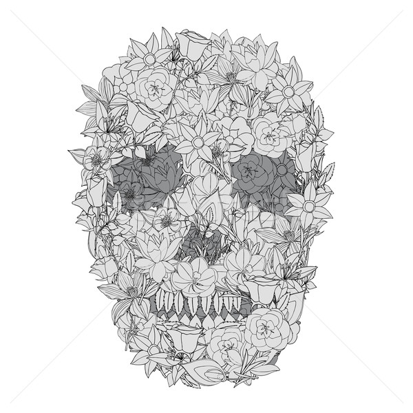 Stock photo: Skull from flowers.