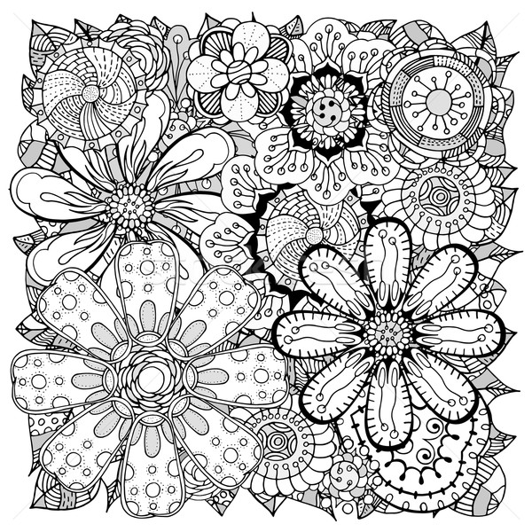 Doodle Blumen ethnischen floral Muster Kreis Stock foto © frescomovie