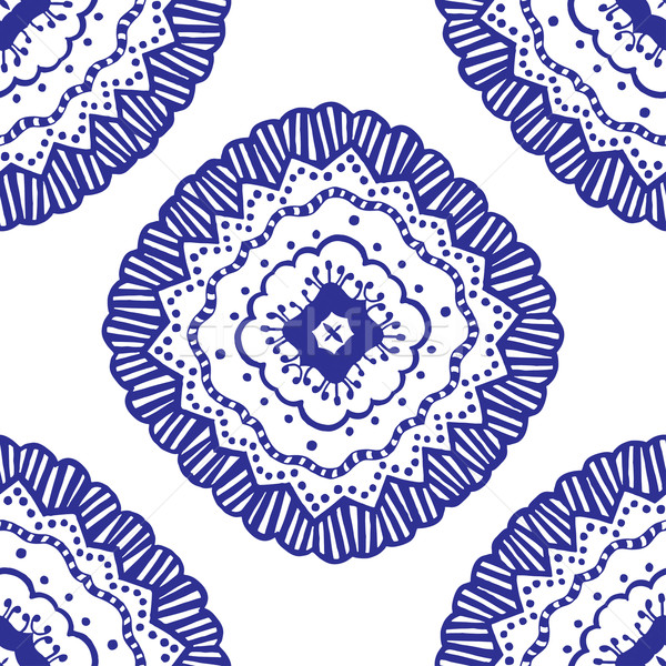 Naadloos Blauw patroon vector geïsoleerd witte Stockfoto © frescomovie