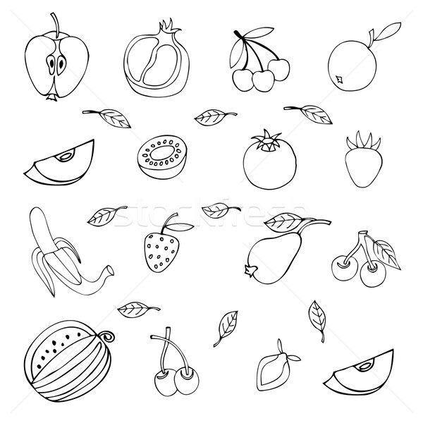Früchte Set unterschiedlich isoliert weiß Essen Stock foto © frescomovie