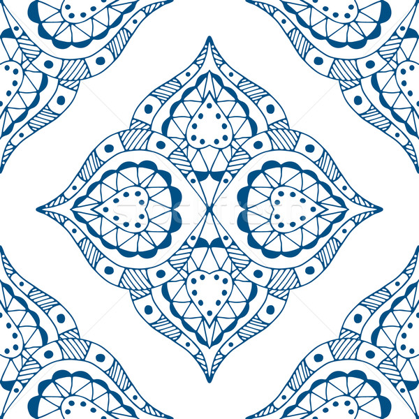 Sem costura azul padrão vetor isolado branco Foto stock © frescomovie