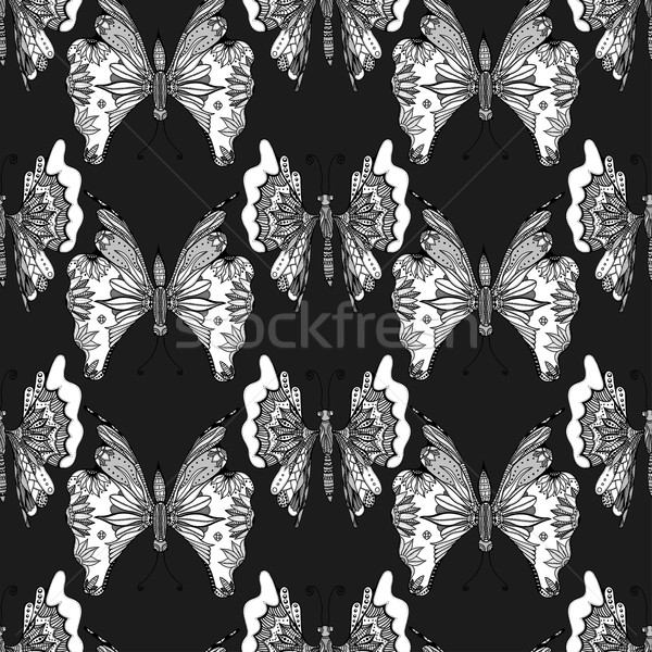 Modèle papillons blanc noir texture [[stock_photo]] © frescomovie