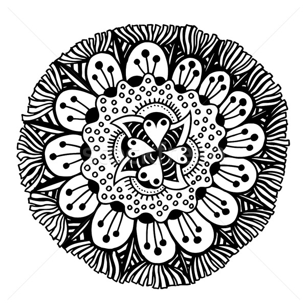 Circle summer doodle flower ornament. Stock photo © frescomovie