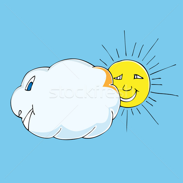 Nuage soleil cute doodle printemps lumière [[stock_photo]] © frescomovie