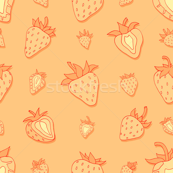 Seamless pattern Set red strawberries Stock photo © frescomovie