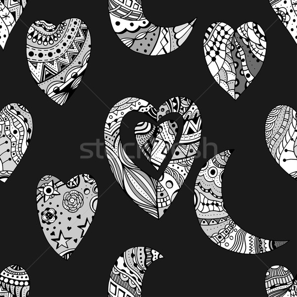 Dekoracyjny serca półksiężyc miłości gryzmolić Zdjęcia stock © frescomovie