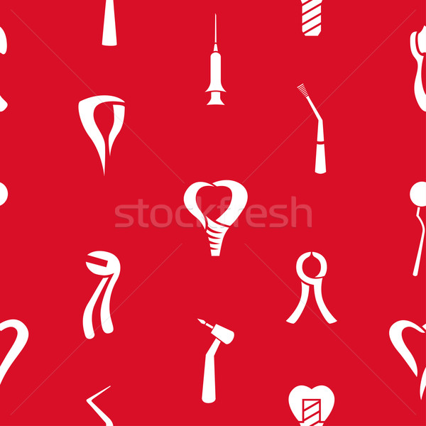 Dental pattern, on Red Background Stock photo © frescomovie