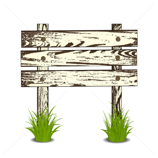 Holzschild Gras isoliert weiß Textur Holz Stock foto © frescomovie