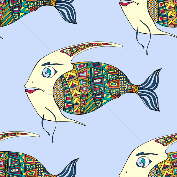 Stock photo: Zentangle fish background