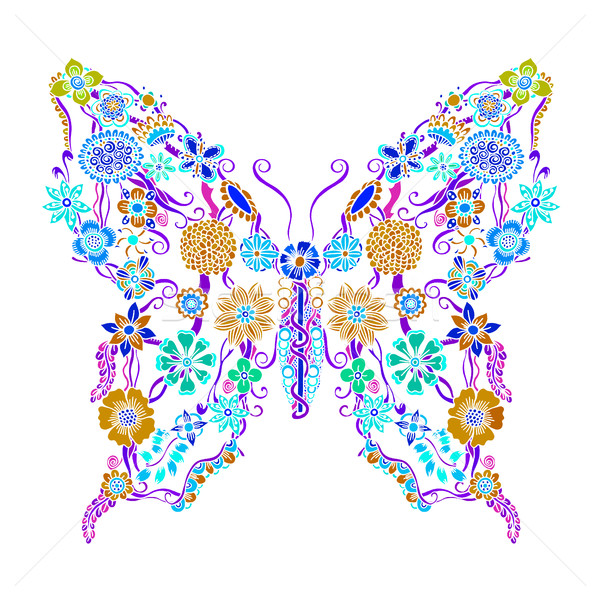 Dekoracyjny Motyl kwiatowy gryzmolić ozdoba Zdjęcia stock © frescomovie