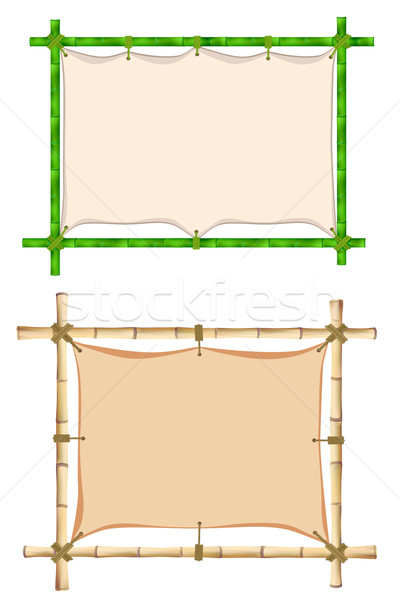 Bambus cadru set vechi ilustrare Imagine de stoc © frescomovie