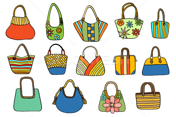 Women fashion handbags collection, vector illustration. Different