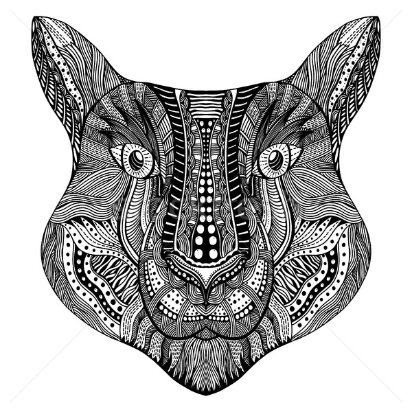 Stylisé tigre visage dessinés à la main doodle isolé Photo stock © frescomovie