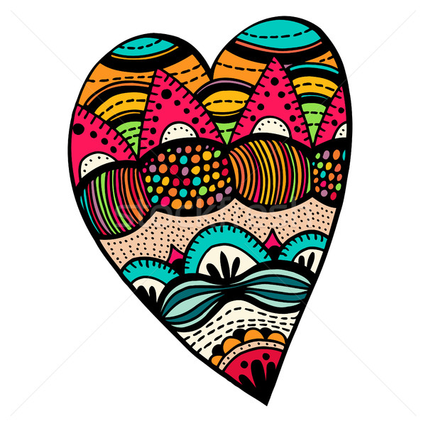 Hand drawn colored hearts Stock photo © frescomovie