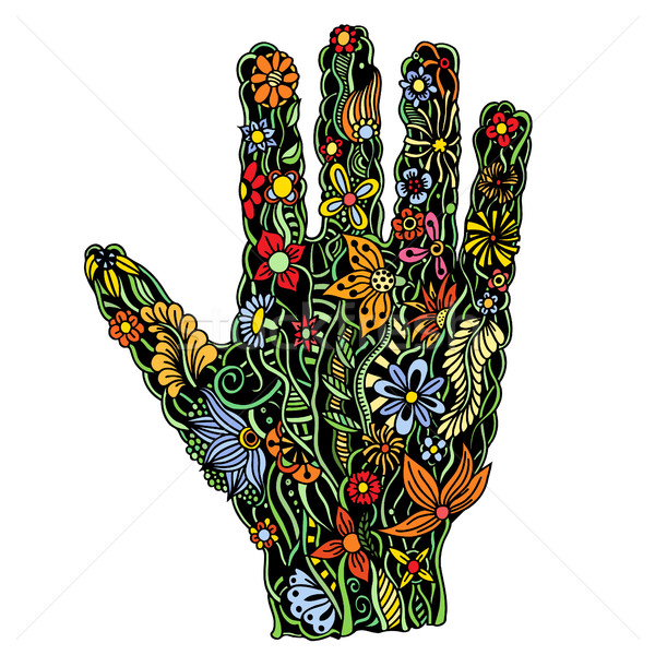 Stock photo: Floral palm, hand drawn