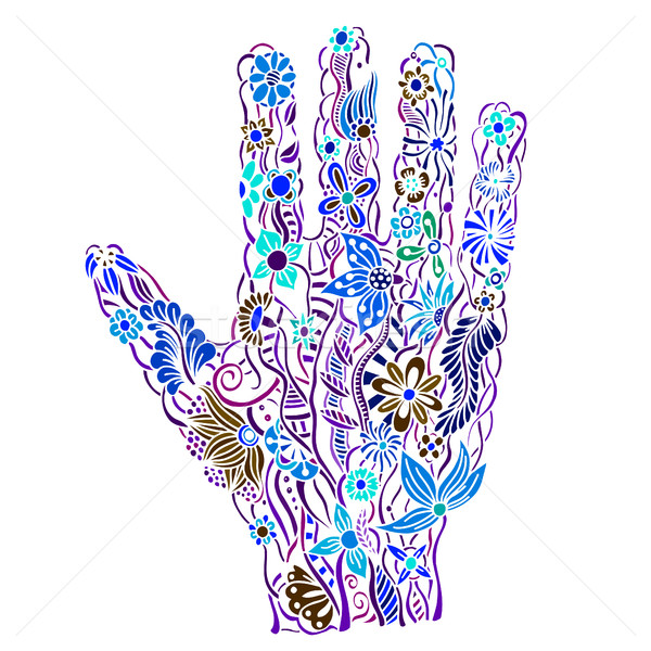 Stock photo: Floral palm, hand drawn
