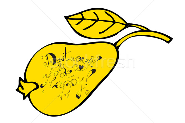 Poire fruits dessinés à la main illustration isolé jaune [[stock_photo]] © frescomovie