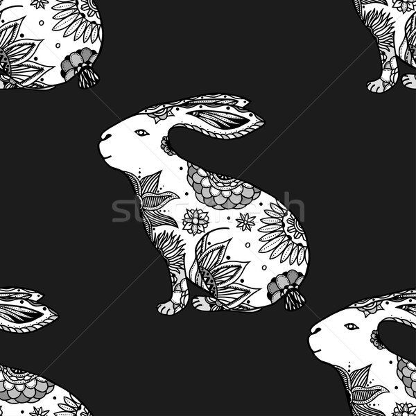 Lapins stylisé animaux vecteur doodle [[stock_photo]] © frescomovie