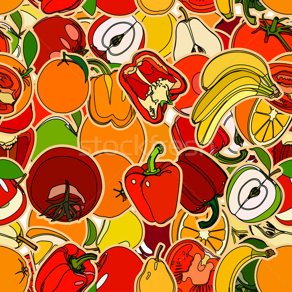 Seamless pattern with set of fruits and vegetation. Seamless tex Stock photo © frescomovie