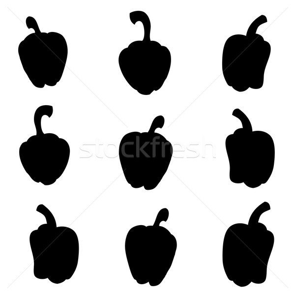 Paprika Set Silhouetten Bild Essen Kunst Stock foto © frescomovie