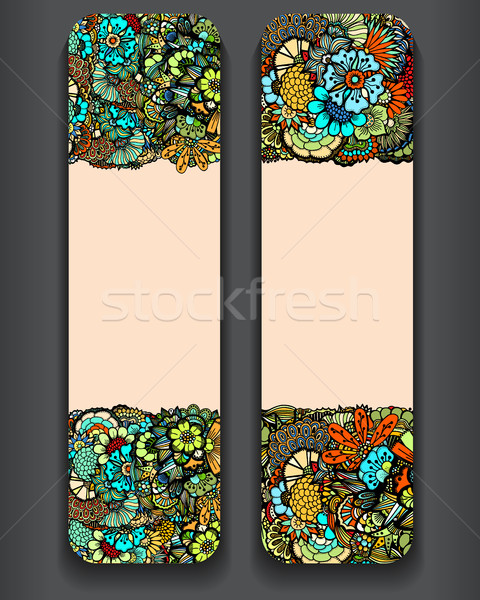 Set kreative Karten Hand gezeichnet Texturen Stock foto © frescomovie