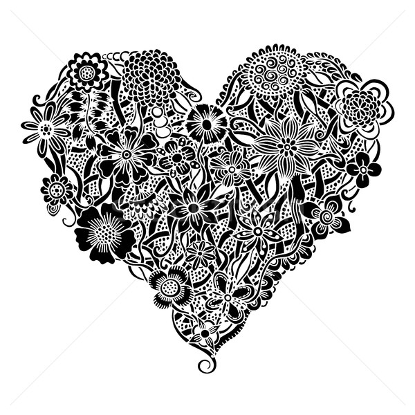 Floral heart Doodle Stock photo © frescomovie