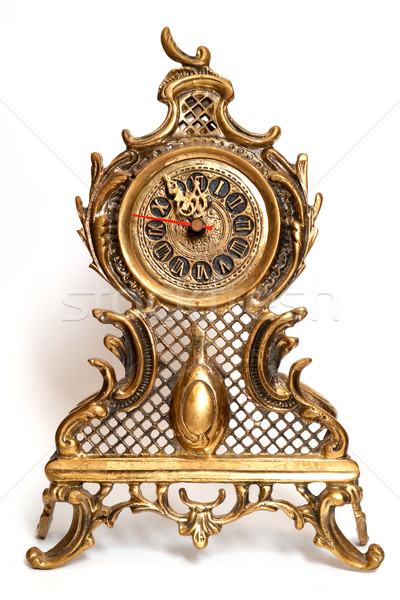 Bronz saatler yalıtılmış beyaz saat altın Stok fotoğraf © frescomovie