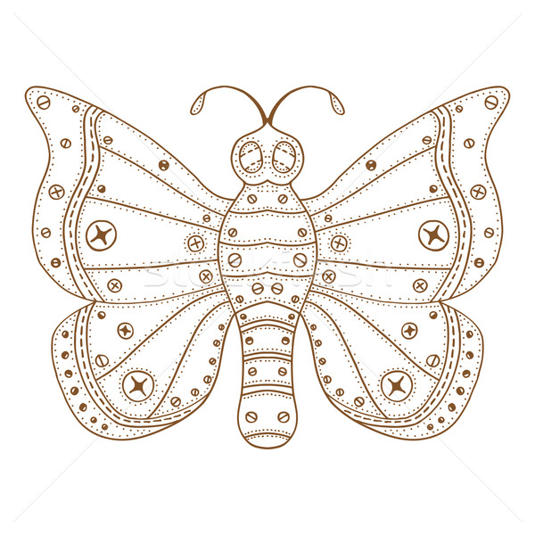 Zentangle stylized brown Butterfly Stock photo © frescomovie