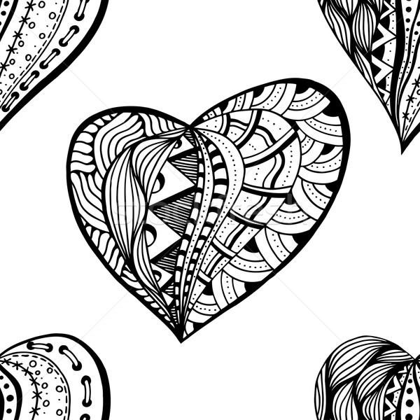 Stockfoto: Hart · liefde · doodle · Tribal