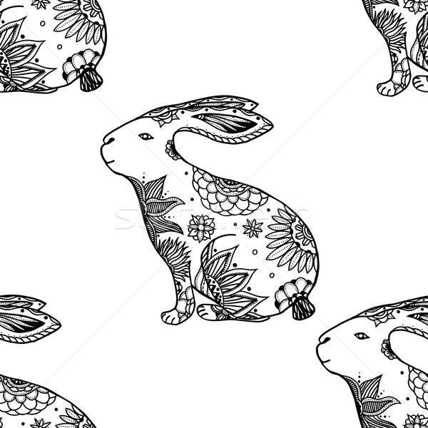 Lapins stylisé animaux vecteur doodle [[stock_photo]] © frescomovie