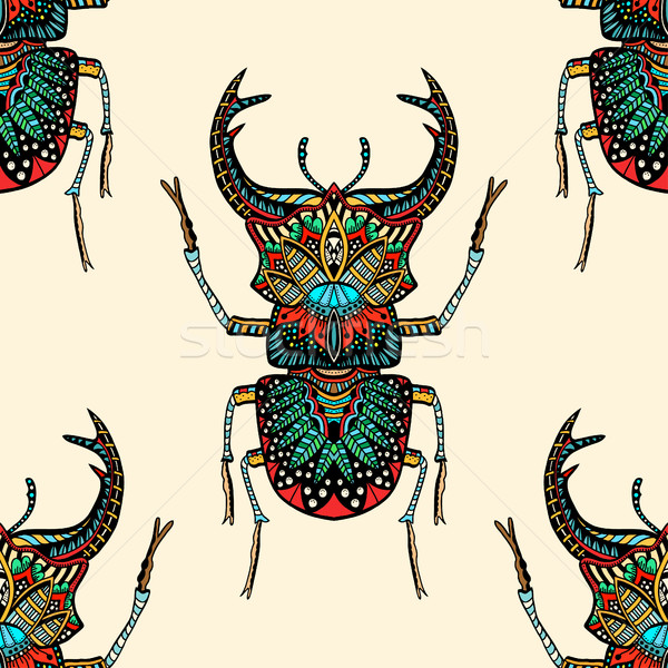 seamless pattern with beetle Stock photo © frescomovie