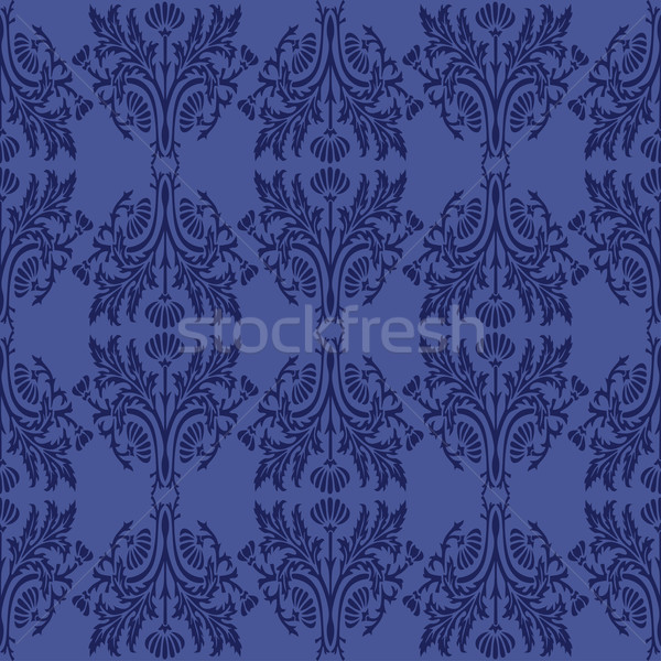 бесшовный ретро дизайна синий ткань обои Сток-фото © frescomovie